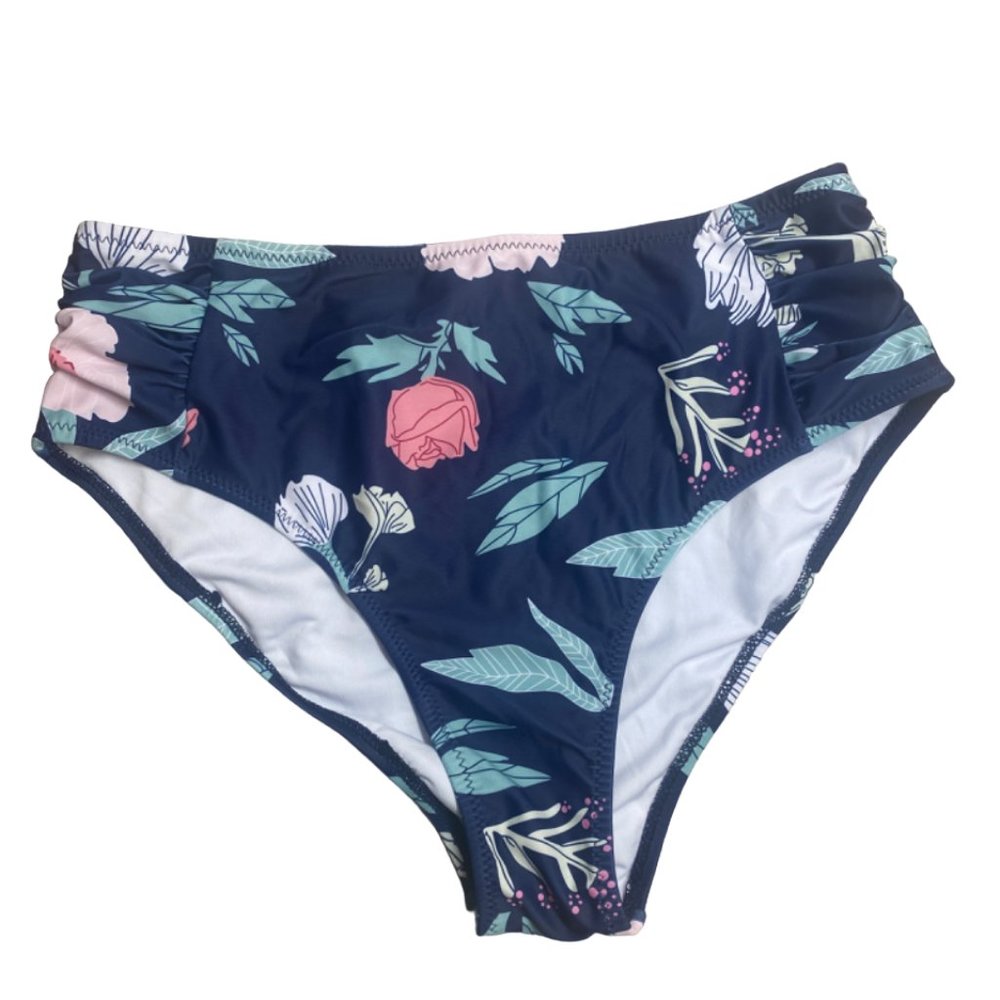 floral shirred bikini bottoms